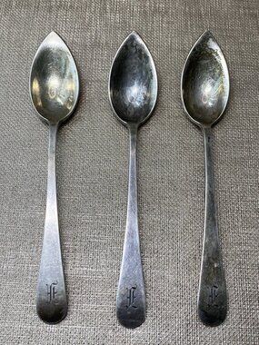 “Antique Birmingham Sterling Silver Teaspoons Henry Bourne c1900”